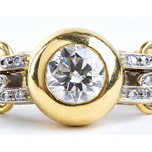 Diamond gold grumette link ring - ... 