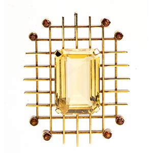 Gold and quartz pendant - 1960s, signed ... 