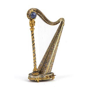 Italian silver and lapisslazuli harp - ... 