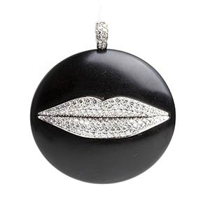 Diamond Jet gold lip motif  pendant - ... 