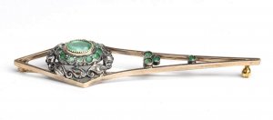 Gold and silver bar brooch with ... 