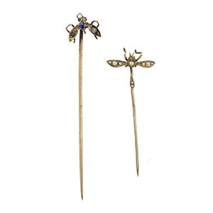 Two English Victorian gold stick pin - 19th ... 