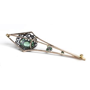 Gold and silver bar brooch with ... 