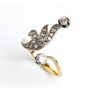 diamond silver gold ring - 1930swith ribbon ... 