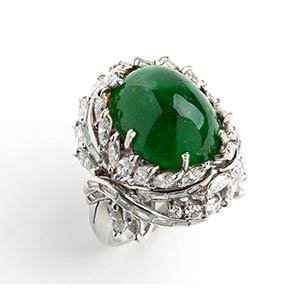 Emerald diamond gold ring 18k white gold, ... 
