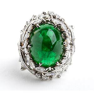 Emerald diamond gold ring 18k ... 