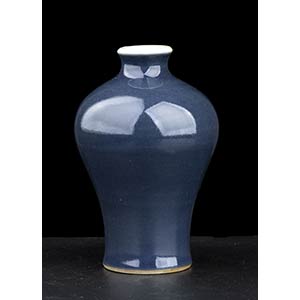 A BLUE GLAZED PORCELAIN SMALL MEIPING ... 