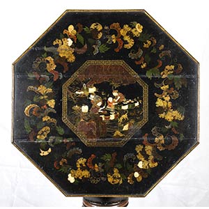 A LACQUERED AND PAINTED TABLE WITH ... 