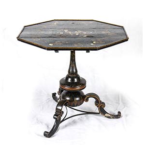 A LACQUERED AND PAINTED TABLE WITH ... 