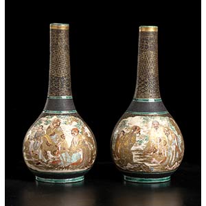 A PAIR OF POLYCHROME ENAMELED AND GILT ... 
