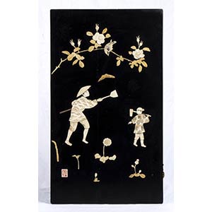A BONE INLAID LACQUERED WOOD PANELJapan, ... 