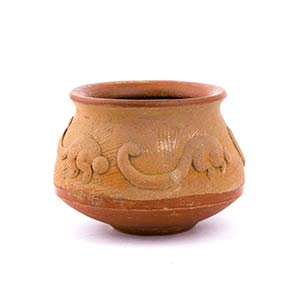 A CERAMIC OLLA WITH A DECORATION ... 