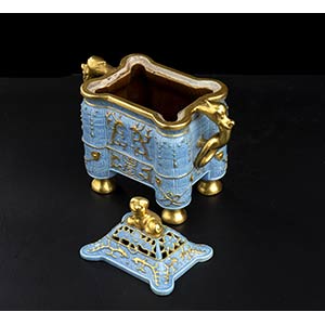 A TURQUOISE GLAZED AND GILT ... 