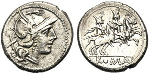 Anonymous, Denarius, Rome, 179-170 BC; AR (g ... 