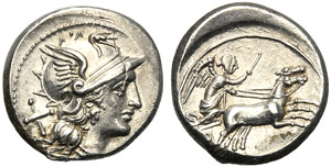 Anonymous, Denarius, Rome, 157-156 BC; AR (g ... 