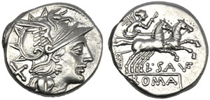 L. Saufeius, Denario, Roma, 152 a.C.; AR (g ... 