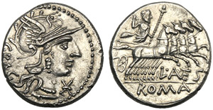 L. Antestius Gragulus, Denarius, Rome, 136 ... 