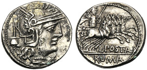 L. Postumius Albinus, Denarius, Rome, 131 ... 