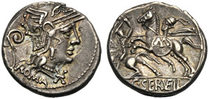 C. Servilius Vatia, Denario, Roma, 127 a.C.; ... 