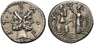 M. Furius L.f. Philus, Denario, Roma, 119 ... 