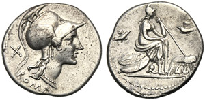 Anonymous, Denarius, Rome, 115 or 114 BC; AR ... 