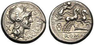M. Cipius M.f., Denario, Roma, 115 o 114 ... 