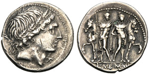 L. Memmius, Denario suberato, Roma, 109 o ... 