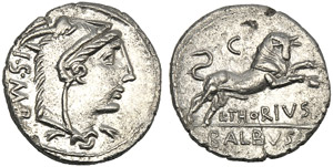 L. Thorius Balbus, Denario, Roma, 105 a.C.; ... 