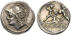 Q. Minucius Thermus M.f., Denario, Roma, 103 ... 