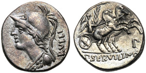 P. Servilius M.f. Rullus, Denarius, Rome, ... 