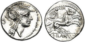 D. Iunius Silanus L.f., Denario, Roma, 91 ... 