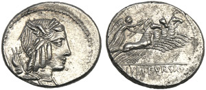 L. Iulius Bursio, Denarius, Rome, 85 BC; AR ... 