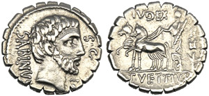 T. Vettius Sabinus, Denario serrato, Roma, ... 