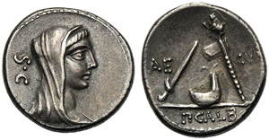 P. Sulpicius Galba, Denario, Roma, 69 a.C.; ... 