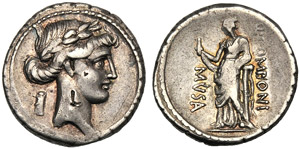 Q. Pomponius Musa, Denarius, Rome, 66 BC; AR ... 