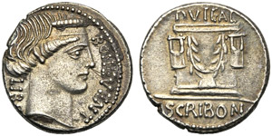L. Scribonius Libo, Denarius, Rome, 62 BC; ... 