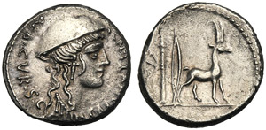 Cn. Plancius, Denario, Roma, 55 a.C.; AR (g ... 