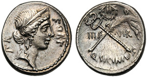 Q. Sicinius, Denario, Roma, 49 a.C.; AR (g ... 