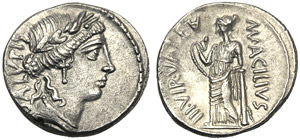 Mn. Acilius Glabrio, Denarius, Rome, 49 BC; ... 