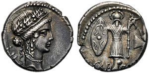 C. Iulius Caesar, Denario, Zecca al seguito ... 