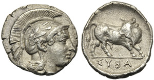 Lucania, Sybaris, Triobol, c. 446-440 BC; AR ... 
