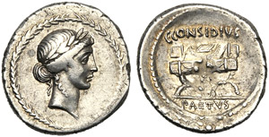 C. Considius Paetus, Denario, Roma, 46 a.C.; ... 