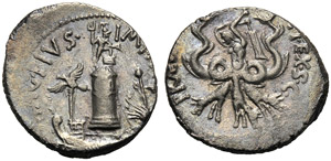 Sex. Pompeius, Denario, Sicilia, 42-40 a.C.; ... 
