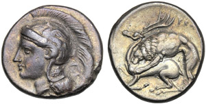 Lucania, Didrachm, Velia, c. 280 BC; AR (g ... 