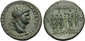 Nerone (54-68), Sesterzio, Lugdunum, c. 66 ... 