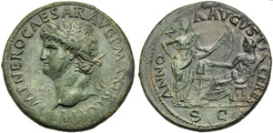 Nerone (54-68), Sesterzio, Lugdunum, c. 67 ... 