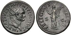 Vespasiano (69-79), Dupondio, Roma, 74 d.C.; ... 