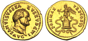 Vespasiano (69-79), Aureo, Roma, 75 d.C.; AV ... 
