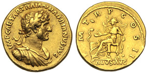Adriano (117-138), Aureo, Roma, 118 d.C.; AV ... 