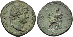 Adriano (117-138), Sesterzio, Roma, 125-128 ... 